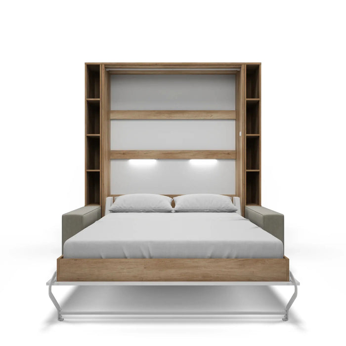 Maxima House Murphy Bed Invento Vertical European FULL size with a Sofa and two Bookcases