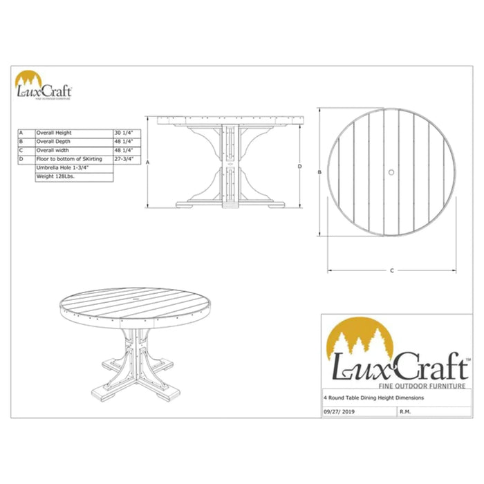 LuxCraft 4' Round Table