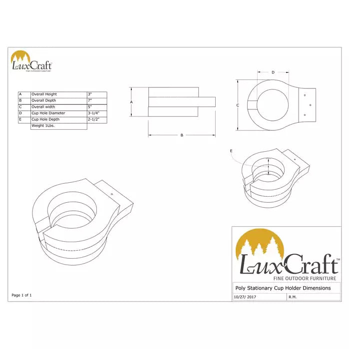 LuxCraft Cup Holder Stationary