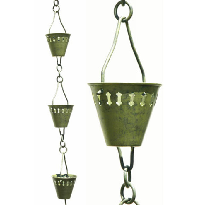 Patina Products Verdigris Shade Cup Rain Chain-full length R250