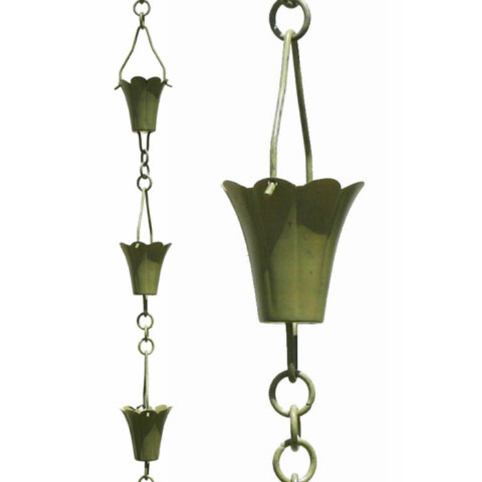 Patina Products Verdigris Fluted Cup Rain Chain-Half Length R252H
