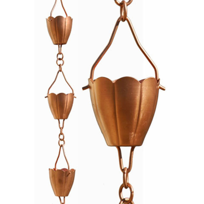 Patina Products Copper Flower Cup Rain Chain-Half Length R276H