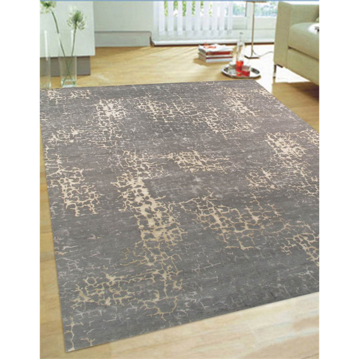 Pasargad Home Modern Collection Hand-Knotted Grey Silk & Wool Area Rug- 2' 0" X 3' 0" REF-2B 2X3