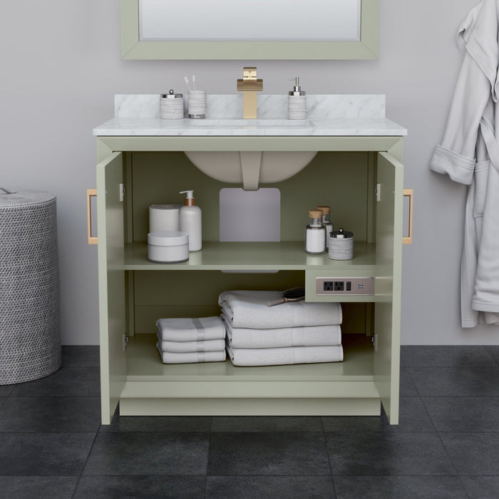 Wyndham Collection Strada 36 Inch Single Bathroom Vanity in Light Green, No Countertop, No Sink