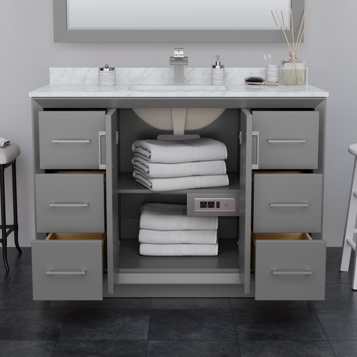 Wyndham Collection Strada 48 Inch Single Bathroom Vanity in Dark Gray, No Countertop, No Sink
