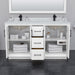 Wyndham Collection Strada 60 Inch Double Bathroom Vanity in White, White Carrara Marble Countertop, Undermount Square Sink