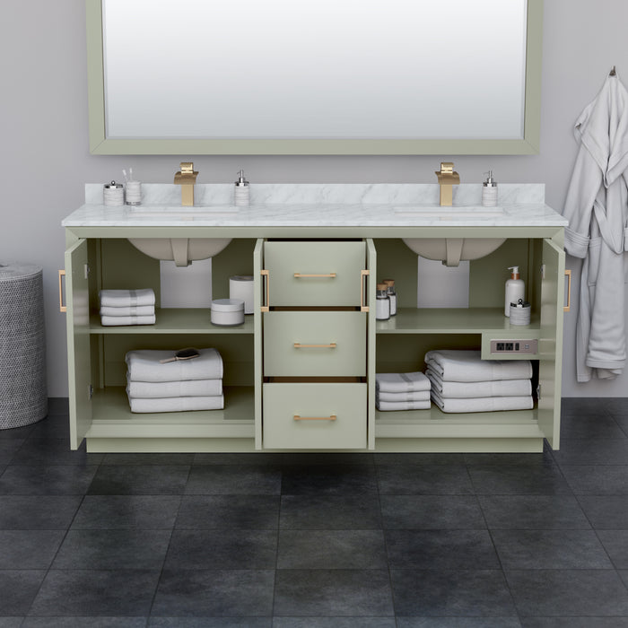 Wyndham Collection Strada 72 Inch Double Bathroom Vanity in Light Green, No Countertop, No Sink