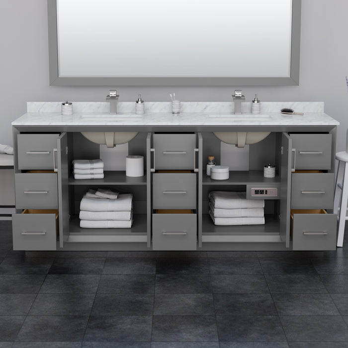 Wyndham Collection Strada 84 Inch Double Bathroom Vanity in Dark Gray, No Countertop, No Sink
