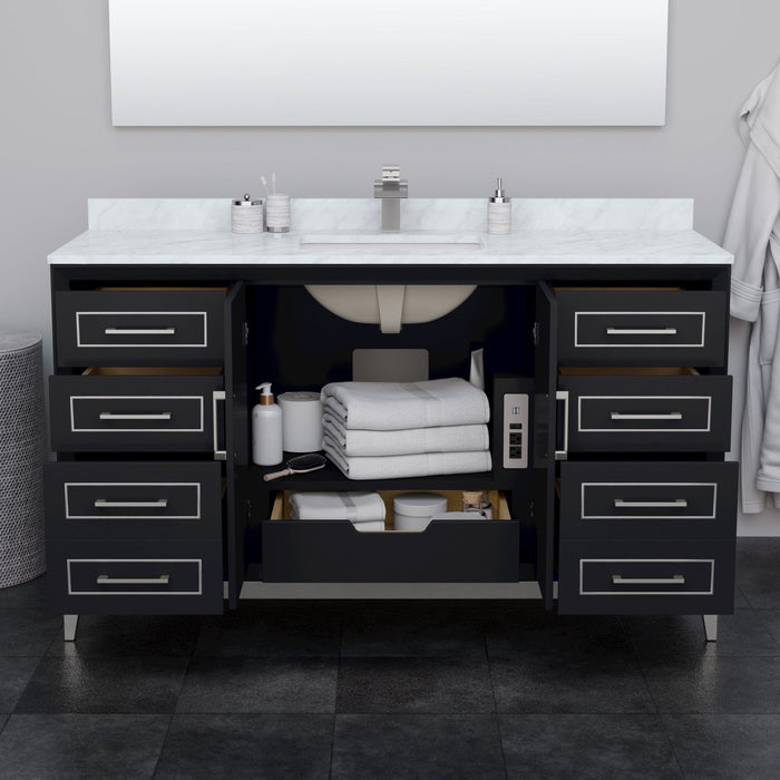 Wyndham Collection Marlena 60 Inch Single Bathroom Vanity in Black, Undermount Square Sink, Brushed Nickel Trim