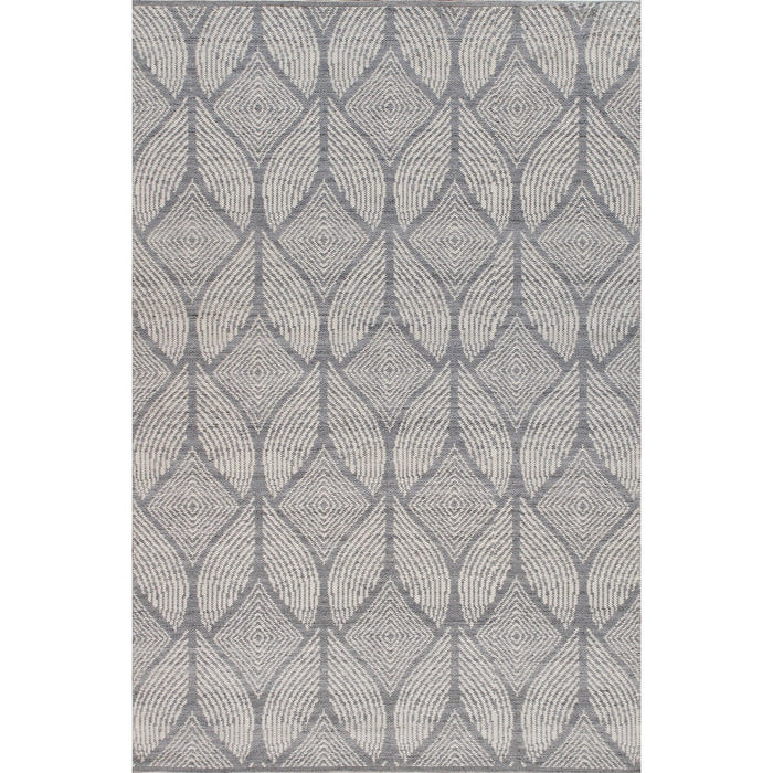 Pasargad Home Simplicity Collection Flat Weave Polyester Silver Area Rug SILVIA-02 5x8