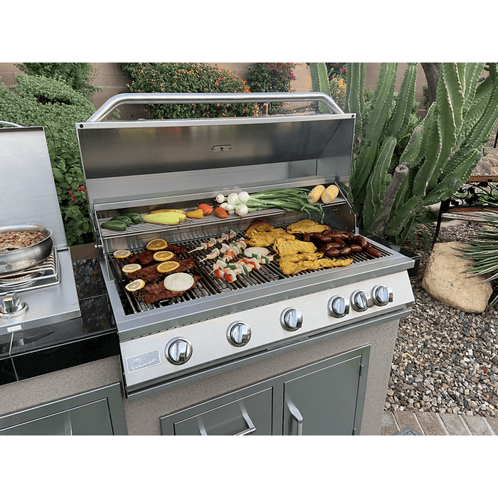 Kokomo Teppanyaki, Griddle, Built-In BBQ Grill with Side Burner, Storage Drawers 7'6"