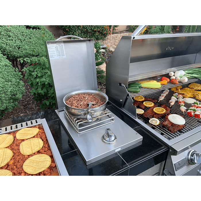 Kokomo Teppanyaki, Griddle, Built-In BBQ Grill with Side Burner, Storage Drawers 7'6"