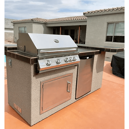 Teppanyaki, Griddle, Built-In BBQ Grill with Side Burner, Storage Drawers  7'6