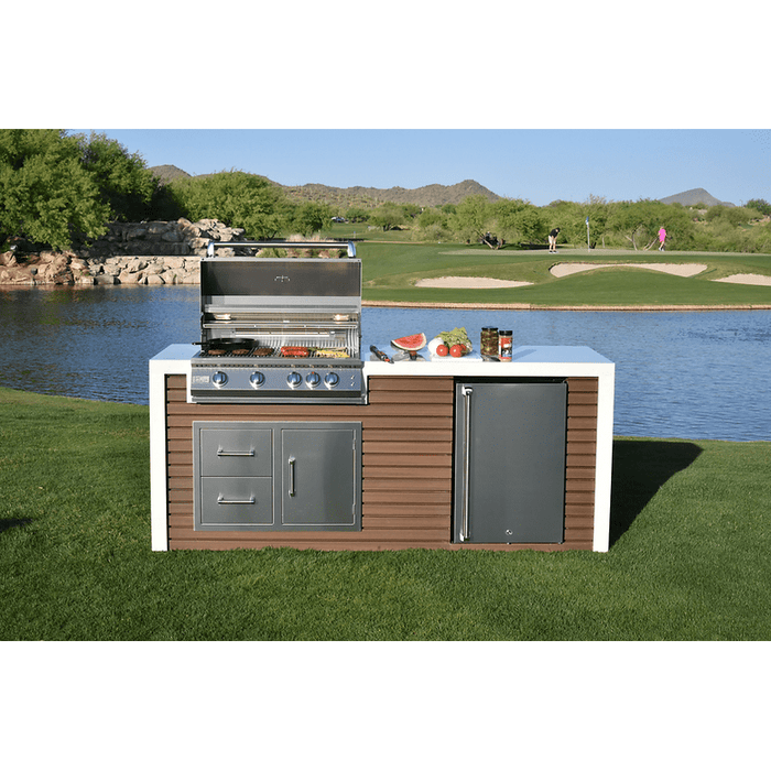 Kokomo Professional Shiplap Outdoor Kitchen KoKoMo Grill With Waterfall Edge