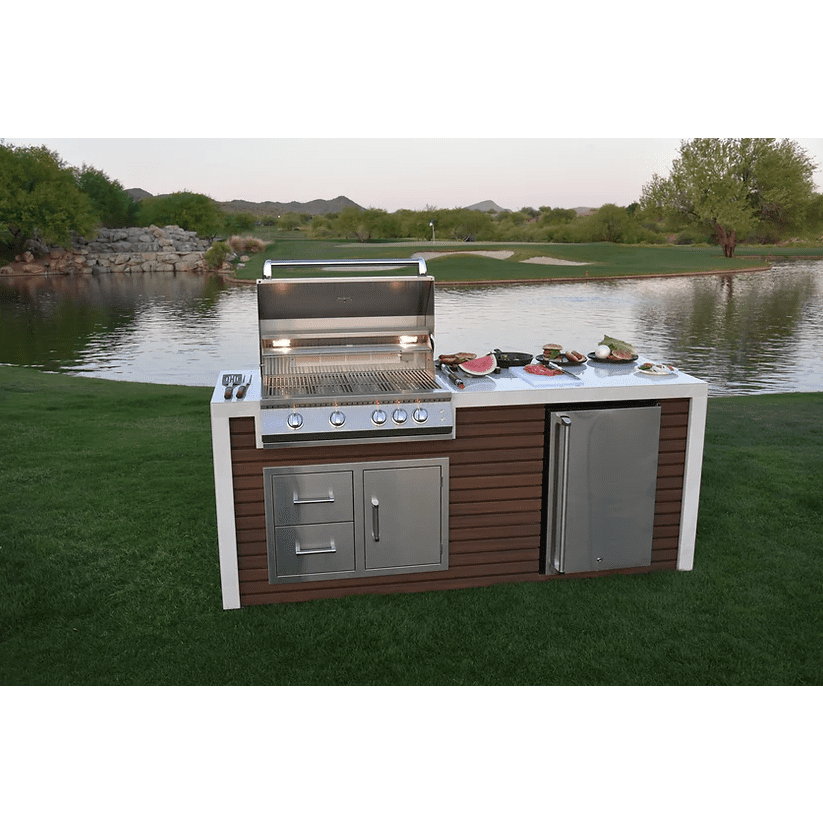 Kokomo Professional Shiplap Outdoor Kitchen KoKoMo Grill With Waterfal