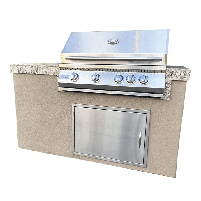 Kokomo The 5' Maldives BBQ Island with Built In 4 Burner BBQ Grill and Access Door