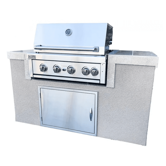 Kokomo The Cayman 5' BBQ Island with 4 Burner Built In BBQ Grill