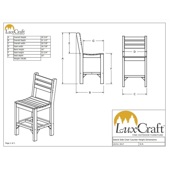 LuxCraft Counter Height Island Side Chair