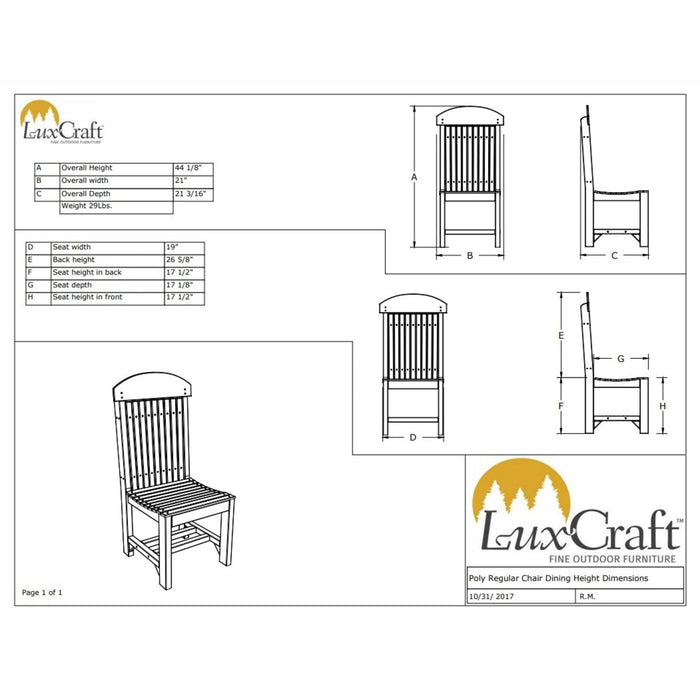 LuxCraft Regular Dining Height Chair