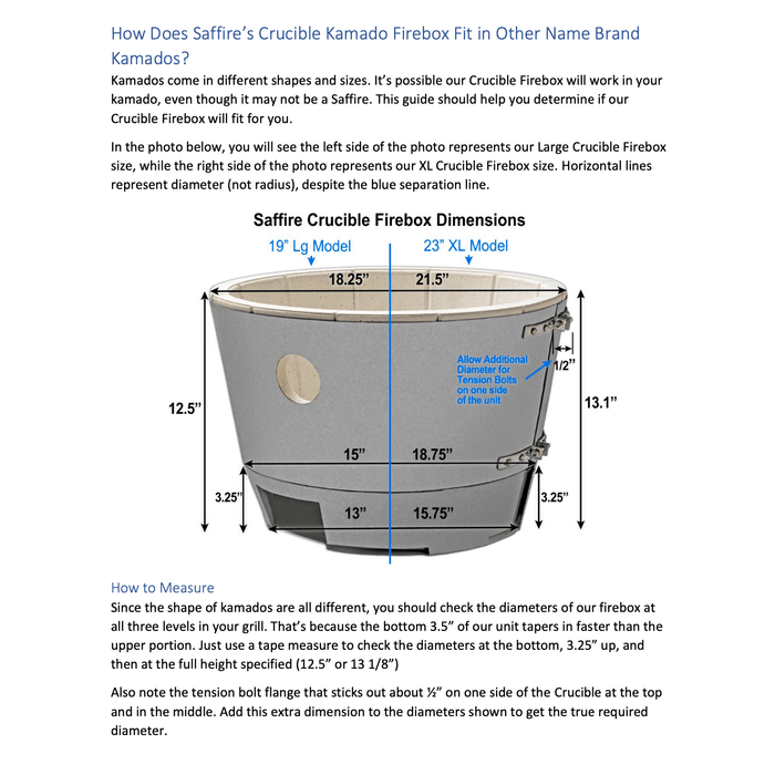 Saffire Crucible Kamado Firebox