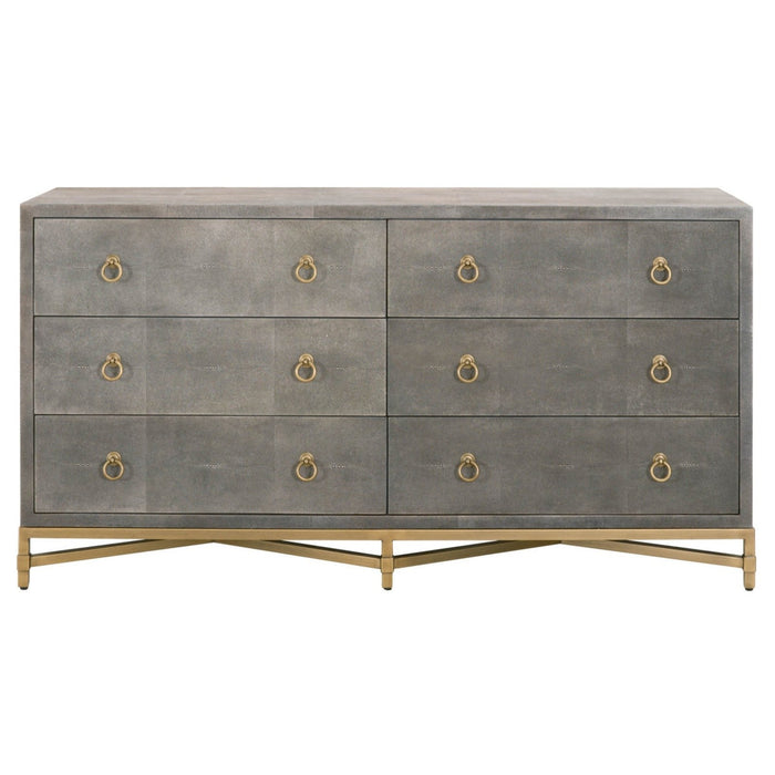 Essentials For Living Traditions Strand Shagreen 6-Drawer Double Dresser 6122.GRY-SHG/GLD