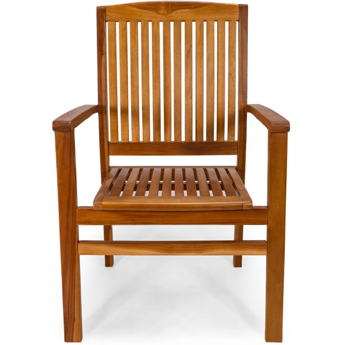 7-Piece Twin Butterfly Leaf Teak Extension Table Stacking Chair Set with Blue Cushions TE90-24-B