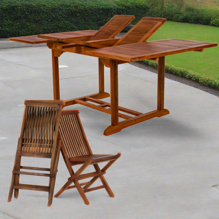 All Things Cedar 9-Piece Butterfly Extension Table Folding Chair Set TD72-22