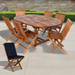 All Things Cedar 7-Piece Oval Extension Table Folding Chair Set with Blue Cushions TE70-22-B