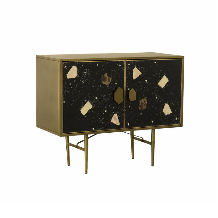 LH Imports Terrazzo Small Sideboard - Brass And Dark Mosaic TER002