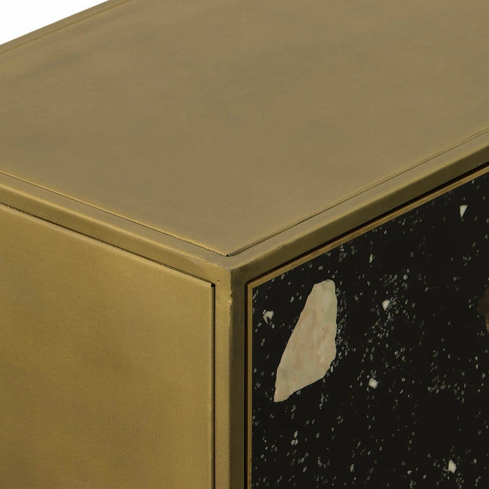 LH Imports Terrazzo Small Sideboard - Brass And Dark Mosaic TER002