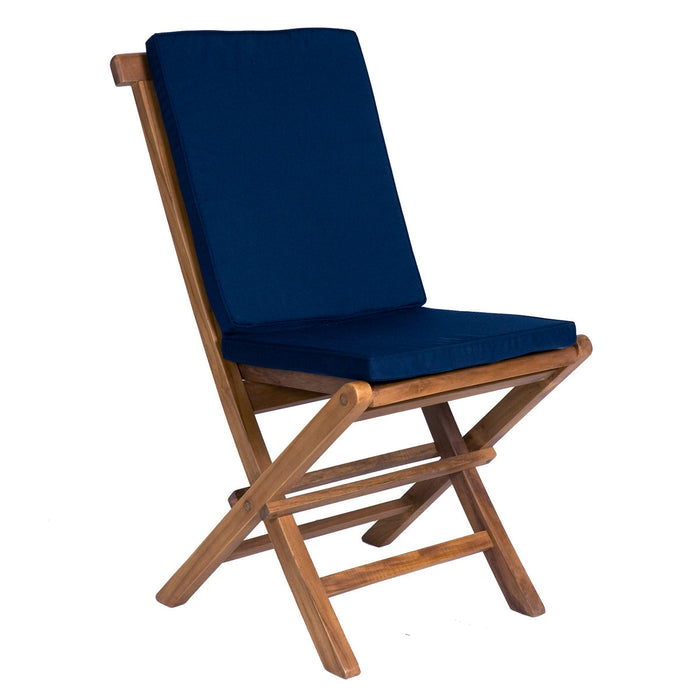 7-Piece Oval Extension Table Folding Chair Set with Blue Cushions TE70-22-B