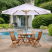 All Things Cedar 6-Piece 4-ft Teak Octagon Folding Table Set with Royal White Umbrella TT6P-O-RW