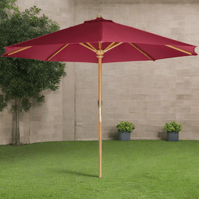 All Things Cedar Tu90-r 10 ft. Teak Market Umbrella & Canopy Red All Things Cedar Tu90-r 10 ft. Teak Market Umbrella & Canopy Red