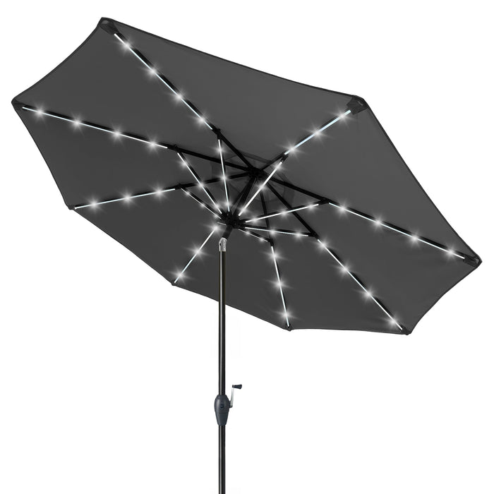 Stella 9ft Solar Patio Umbrella with Tilt Adjustment and LED Lights