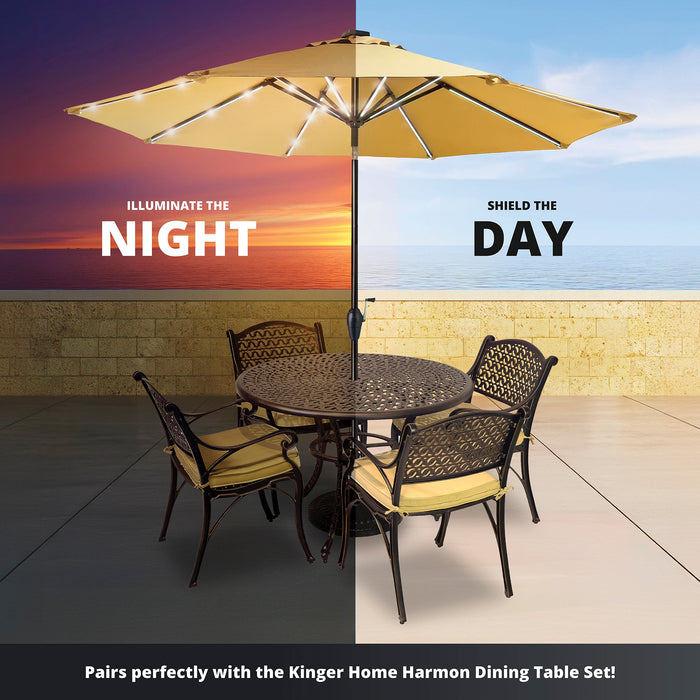 Stella 9ft Solar Patio Umbrella with Tilt Adjustment and LED Lights