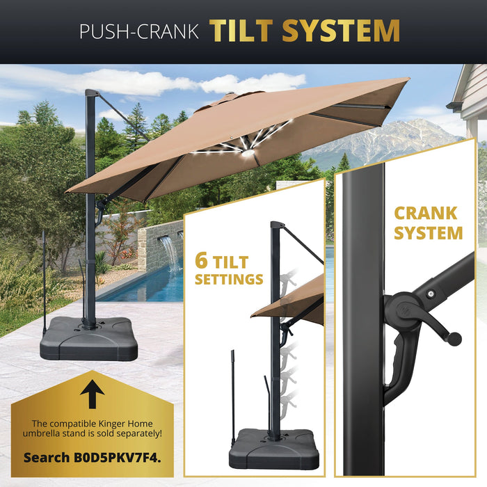 Astra 10ft Solar Cantilever Patio Umbrella with LED Lights