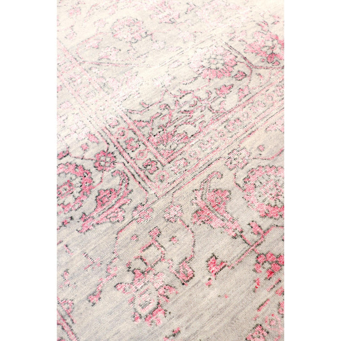 Pasargad Home Transitional Collection Hand Knotted Bsilk & Wool Area Rug, 8' 0" X 10' 1", Silver/Pink pdc-7002 8x10