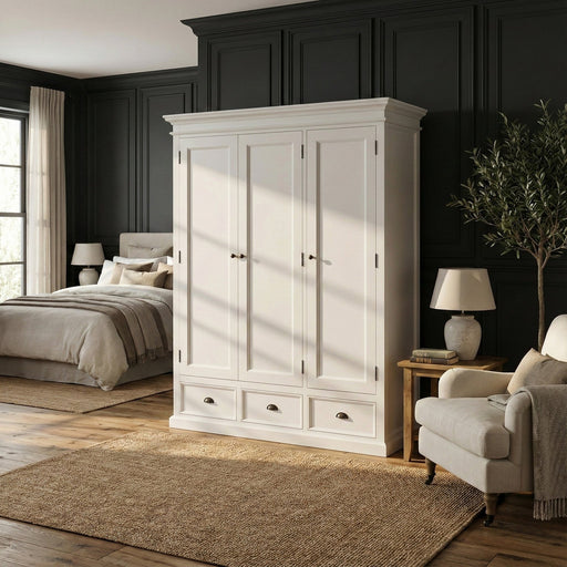 NovaSolo Halifax Wardrobe with 3 Doors in Classic White W003