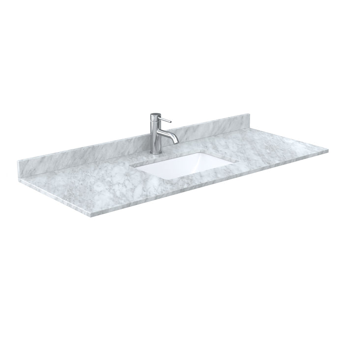 Wyndham Collection Miranda 54 Inch Single Bathroom Vanity in White, White Carrara Marble Countertop, Undermount Square Sink