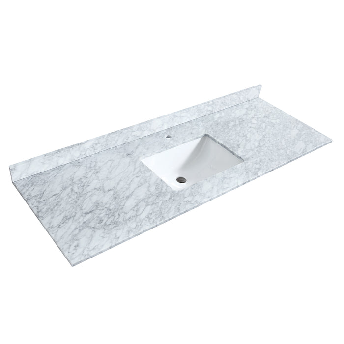 Wyndham Collection Miranda 60 Inch Single Bathroom Vanity in White, White Carrara Marble Countertop, Undermount Square Sink