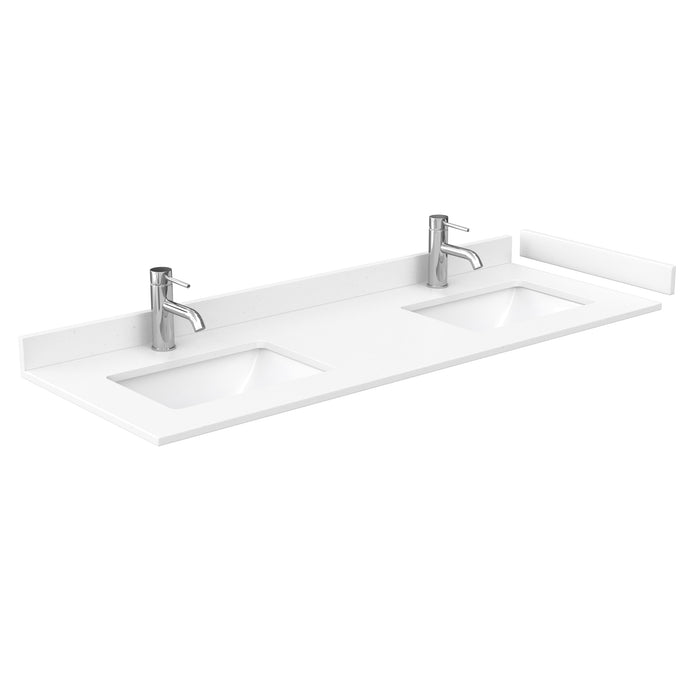 Wyndham Collection Miranda 60 Inch Double Bathroom Vanity in White, White Cultured Marble Countertop, Undermount Square Sinks