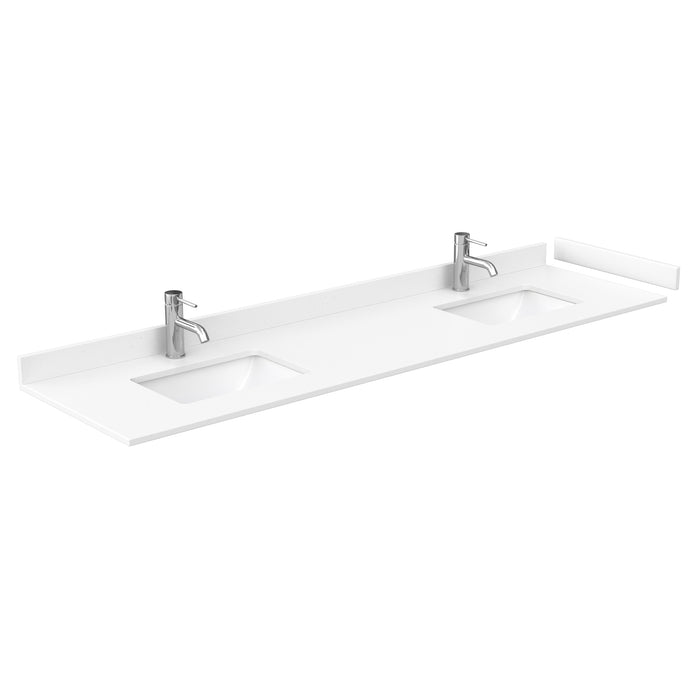 Wyndham Collection Sheffield 80 Inch Double Bathroom Vanity in White, White Cultured Marble Countertop, Undermount Square Sinks
