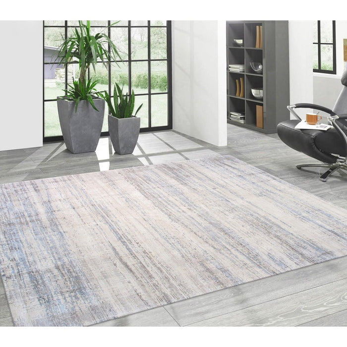 Pasargad Home Modern Collection Hand-Loomed Bamboo Silk & Wool Area Rug, 12' 0" X 15' 0", Silver pel-47 12x15