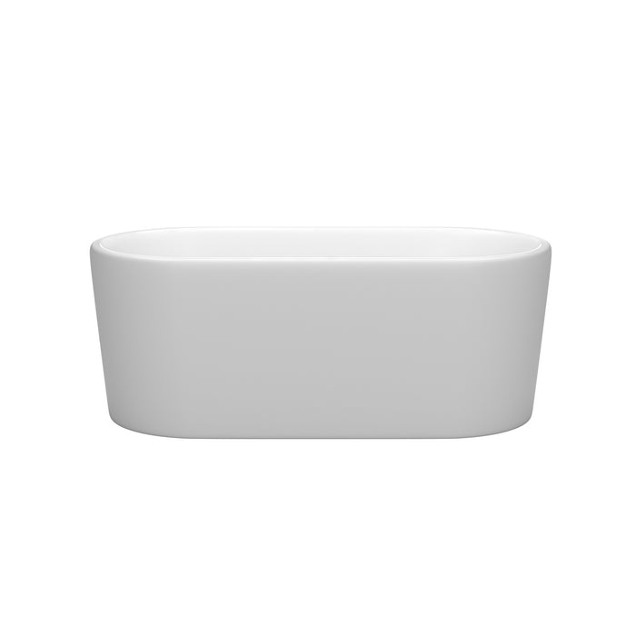 Wyndham Collection Ursula 59 Inch Freestanding Bathtub in Matte White with Brushed Nickel Drain and Overflow Trim WCBTE301159MWBNTRIM