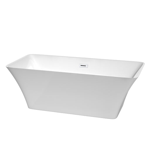 Wyndham Collection Tiffany 67 Inch Freestanding Bathtub in White with Shiny White Drain and Overflow Trim WCBTK150467SWTRIM