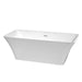 Wyndham Collection Tiffany 67 Inch Freestanding Bathtub in White with Shiny White Drain and Overflow Trim WCBTK150467SWTRIM