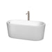 Wyndham Collection Ursula 59 Inch Freestanding Bathtub in White with Floor Mounted Faucet, Drain and Overflow Trim