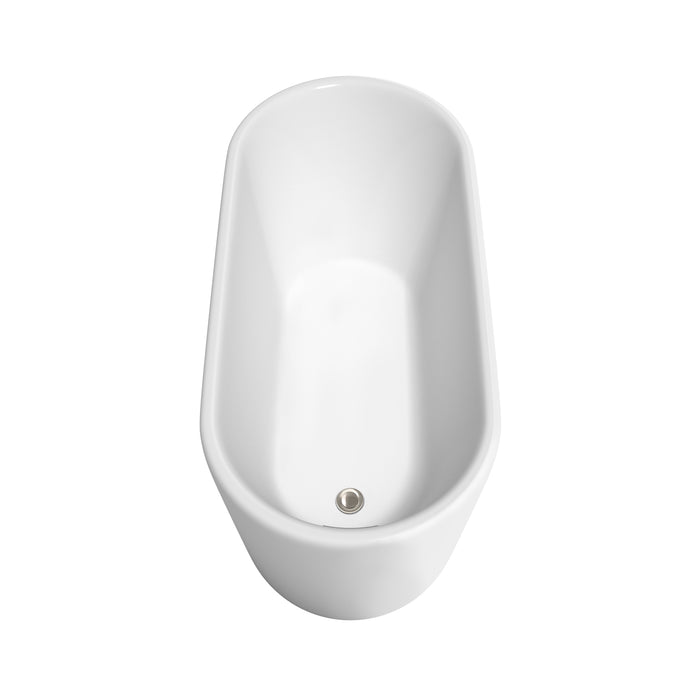 Wyndham Collection Ursula 59 Inch Freestanding Bathtub in White with Floor Mounted Faucet, Drain and Overflow Trim