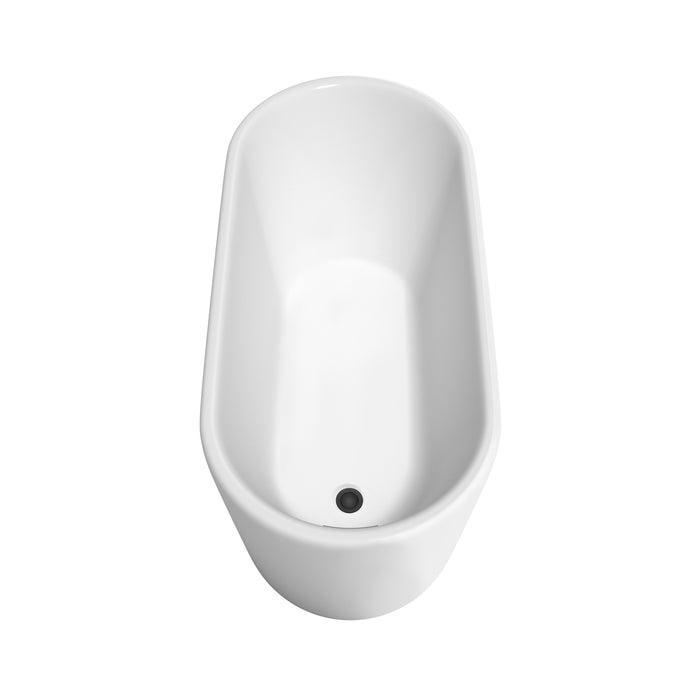 Wyndham Collection Ursula 59 Inch Freestanding Bathtub in White with Floor Mounted Faucet, Drain and Overflow Trim