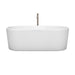 Wyndham Collection Ursula 67 Inch Freestanding Bathtub in White with Floor Mounted Faucet, Drain and Overflow Trim